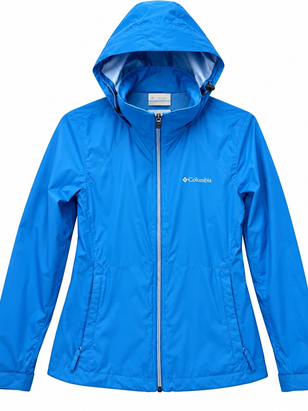Columbia Women’s Small Sky Blue Hooded Rain Jacket Windbreaker Lightweight